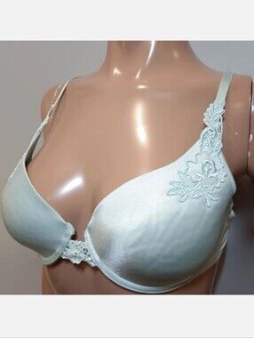 Valisere Lingerie Satin Underwire Demi Bra Embroidered Floral Padded Mint 38B